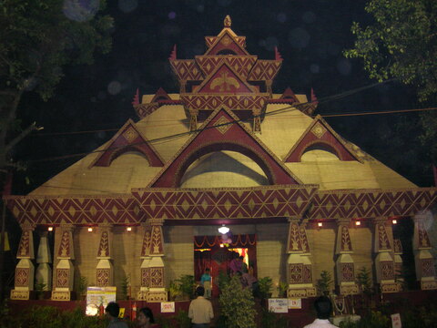 Illuminated Kali Puja pandal at Behala in South Kolkata