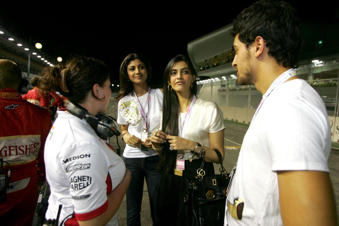Shilpa Shetty with other guests at a Formula 1 event